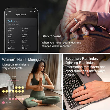 R10 Smart Ring Men Women with Wireless Charging,Health Sleep Monitor,5ATM Waterproof,Multi-sport Mode For Xiaomi Samsung Phone