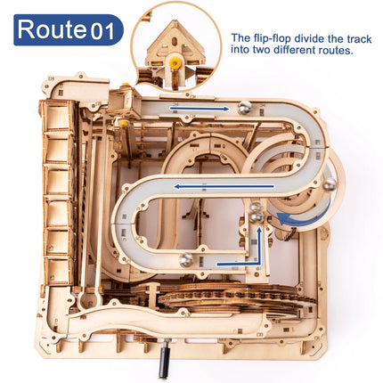 ROKR Wooden 3D Puzzle Marble Parkour Big Funnel Marble Run DIY Roller Coaster Toys Model Building Kit Gift for Adults Kids