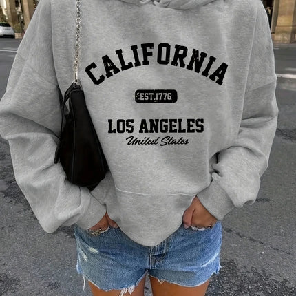 Women's autumn and winter warm and loose casual NOPE not today printed suede long sleeved hooded sweatshirt