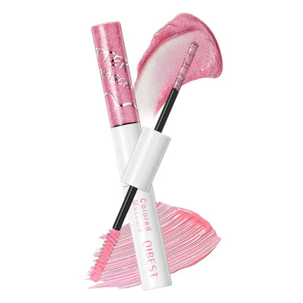 QIBEST Double-Ended Diamond Glitter Mascara Lasting Colored Mascara Eyelashes Pink Blue Green Red Voluminous Mascara Rimel