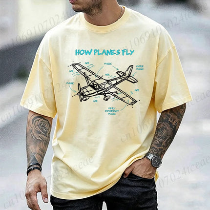 Men's Summer T-Shirts How Planes Fly How Planes Fly Aviation Pilot Graphic Tshirts Women Men T-Shirts Short Sleeve Shirt Tops