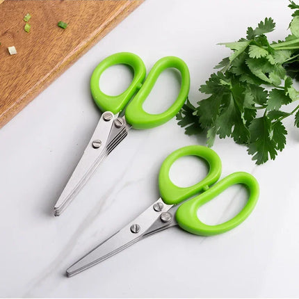Multi-functional Stainless Steel 3/5 Layer Kitchen Scissors Pepper Shredded Chopped Scallion Cutter Laver Cut Cooking Tool