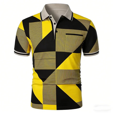 European and American 3D Digital Print Men's Short-sleeved Polo Shirt Colorful Pattern Comfortable and Breathable Fashion Top