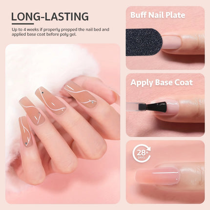 Poly Extension Gel Nail Kit, Featuring 12 Shades of Nail Extension Gel, Making It a Perfect DIY Starter Set for Girls' Nail Care