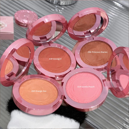 3D Embossed Girl's Blush Press Powder Nude Natural Matte Orange Brown Face Check Contouring Blusher Rouge Makeup Blush Palette