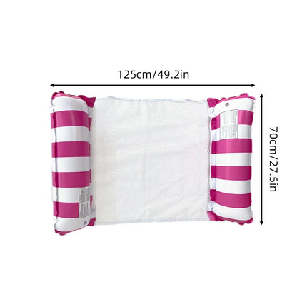 Striped Inflatable Water Hammock Float, Multi-Purpose Mesh Pool Lounger, Foldable Floating Bed, Beach and Summer Water Party Use