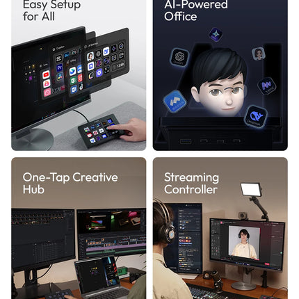Ulanzi D200H Deck Dock Streaming Controller 7-in-1 One-Tap Creative Hub Customizable Stylish Desk Intelligent Lighting Control