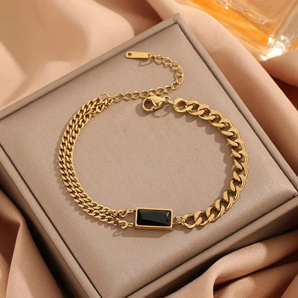 EILIECK 316L Stainless Steel Green Crystal Necklace Bracelet Earrings For Women Luxury Colorfast Jewelry 3-piece Set Gift Party