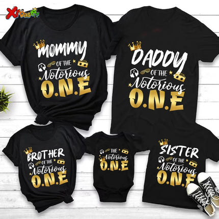 Notorious One Shirts Kids Birthday Shirt Boy Girl Family Matching Outfits 1st Party TShirt Toddler Baby Familia Custom Name