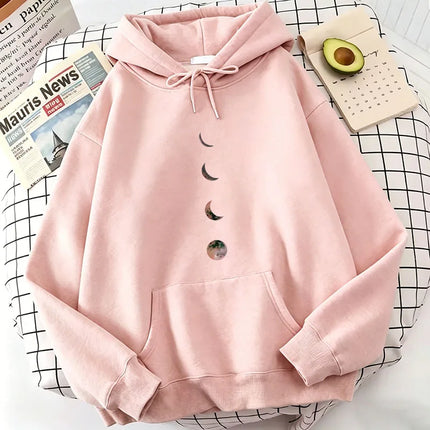 Harajuku Fashion Men Women Moon Print Hoodies Spring Autumn Winter Casual Hoodies Sweatshirts Tops Hoodie Sweatshirt