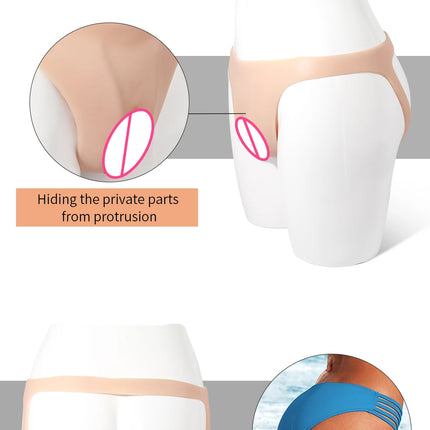 ONEFENG Realistic Silicone Panties Gays Pussy Pants  Sexy Fake Vagina Form Crossdresser Transgender Shemale Drag Queen Cosplay