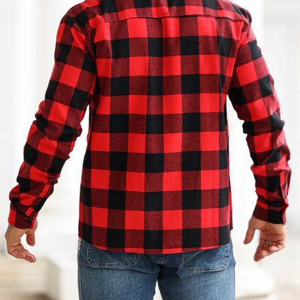 New Men's Checkered Shirt That Is Trendy, Versatile, Casual, Fashionable, and Fits Snugly for Office, Outdoor Sports, Fitness,