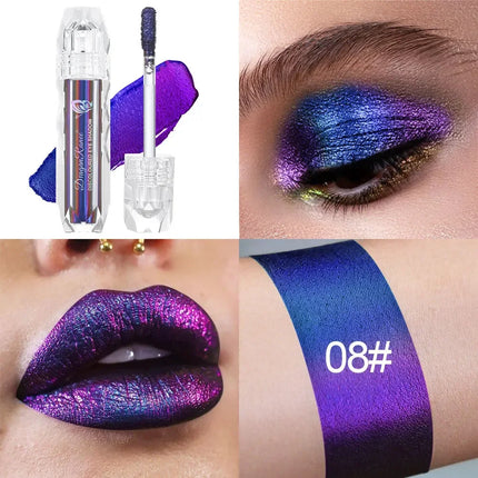 Optical Chameleons Eye Glitter Pigment Monochrome Holographic Navy Blue Green Shiny Metallic Liquid Lip Gloss Eye Shadow Stick