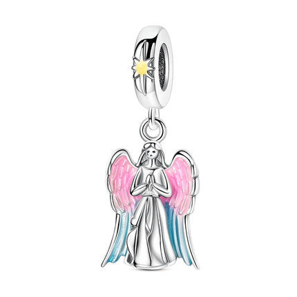 925 Sterling Silver Virgin Goddess Blessing Dangle Prayer Angel Pendant Charms Fit Original Necklace Bracelet DIY For Women Gift