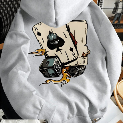 2026 new trendy fashion hooded sweatshirt with poker card pattern print for men stylish sportswear shirt hoodies streetwear