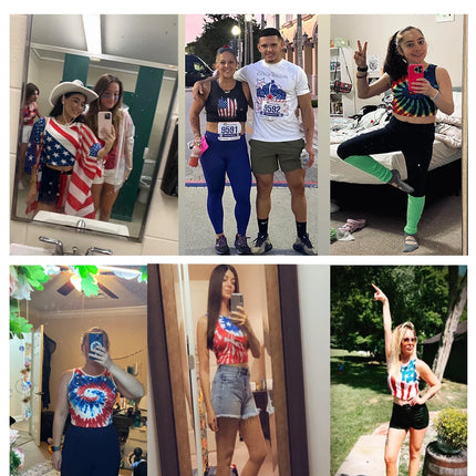Nadanbao Women's Vest Summer Casual American Flag Tie Dyeing Cropped Tight Sleeveless T-Shirt Streetwear Crop Tops Y2K Tees