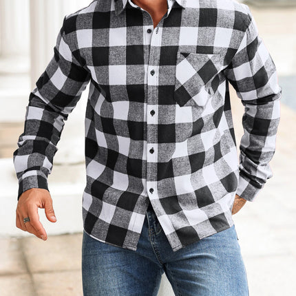 New Men's Checkered Shirt That Is Trendy, Versatile, Casual, Fashionable, and Fits Snugly for Office, Outdoor Sports, Fitness,