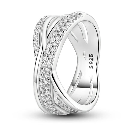Shine Zircon Ring 925 Silver Original Stone Multi Layer Simple Infinitely Wide Rings For Women FineJewelry Wedding Party Gift