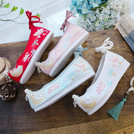 Chasing Moon Hot Sale Of The Season New Style Ming Dynasty Hanfu Shoes National Style Upturned Head Cotton Shoes Ancient Wedding