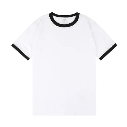 210G Heavy Cotton Men's T-shirt Edge-bumping O-Neck Short-sleeved Man T shirt Contrasting Color Splicing Men T-shirt Tops Tees