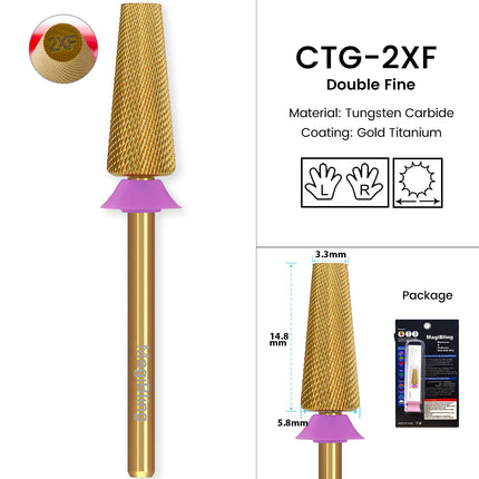 MagiBling Carbide Nail Drill Bits Cross Cut Tapered Barrel Right Left Hand Acrylic Cutter Gel Removal Manicure Tool 3/32'' 16mm