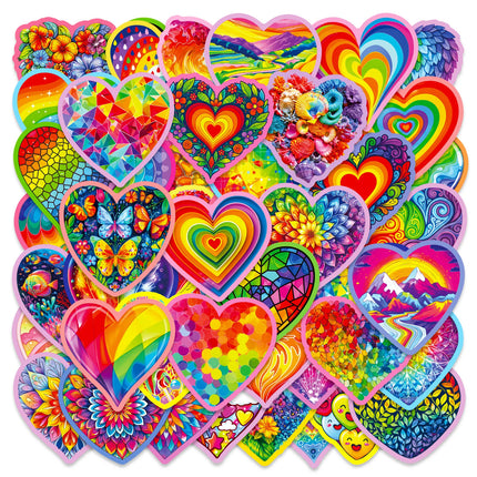 56/112PCS Rainbow Heart Art Stickers, Cute Gift Decals for Notebook Diary Album Phone Suitcase Helmet Decor