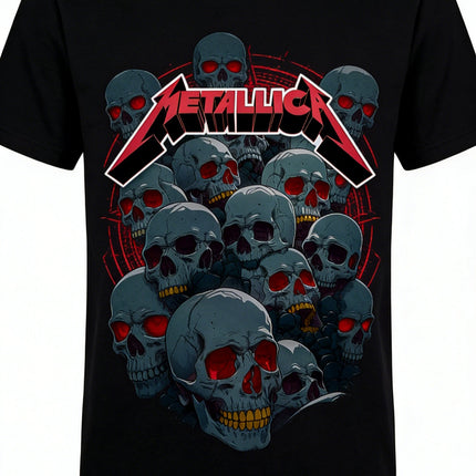 American Heavy Metal Band Metallica Poster Graphic Print T-shirt Fashion High-Street Style Oversized Men Women O-neck Cotton Tees
