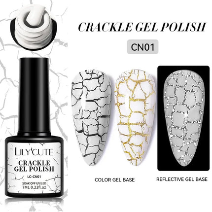7ml Crackle Gel Nail Polish Cracking Nail Gel Quick Dry Nail Art Varnishes Hybrid Semi Permanent Soak Off Base Top Coat tool