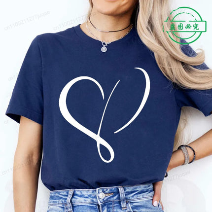 Women Love Heart Design T-Shirts Fashion Casual Short Sleeve T-shirt Heart Personalised Graphic Tshirts RED Women T Shirts Ts01