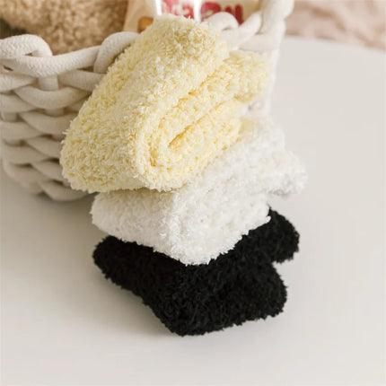 3Pairs Winter Warm Fuzzy Baby Socks Anti Slip Coral Fleece for Newborn Toddler Kids Boys Girls Soft Floor Socks