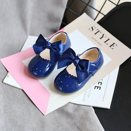 Toddlers Girls Shoes Children's Flats PU Patent Leather Kids Dress Shoes Soft Cute Princess Sweet With Butterfly-knot Bowtie New