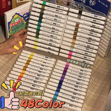 12-80 Colors Acrylic Paint Art Marker Pen DIY Hand Drawn Painting Drawing For Card Ceramic Stone Mug Glass Fabric Clothes Shoes