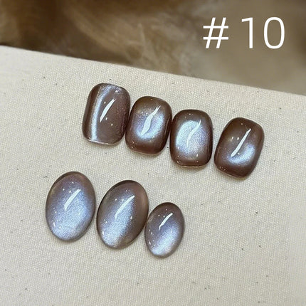 MN 10ml 1-12pcs 2025 Autumn Blue Brown Cat Eye Gel Nail Polish Popular Flash Chocolate Glass Beads Nails Black Nails Christmas