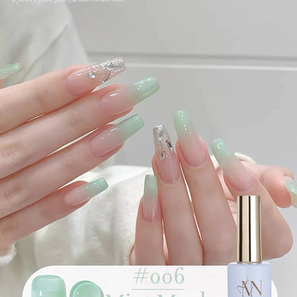 MN 12ML 1-12PCS Chinese Style Turquoise Gel Nail Polish 2026 New Ice Transparent Green Jelly Gel Polish Yellow Green Nails