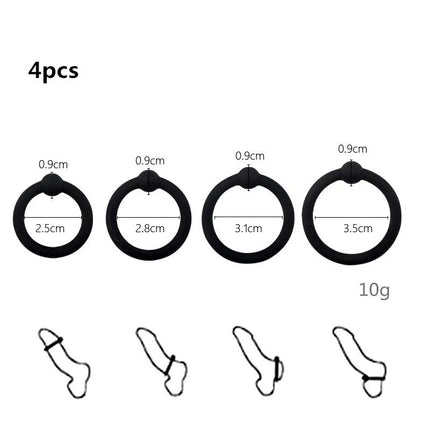 Silicone Soft Male Delay Ejaculation Penis Ring Lock Elastic Cock Rings Exercise Bands Sex Toys for Men Adult Sex Shop Black
