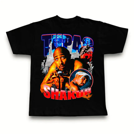 Tupac Shakur Crew Neck Printed T-Shirt Women Men Oversize Fit Short Sleeve Street Harajuku High Quality Cotton Casual Clothing