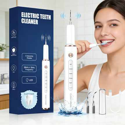 CURVY MOON T4 Electric Ultrasonic Tooth Cleaner Tartar Remover Tooth Stain Cleaning Tools Personal Teeth Whitening Home Care