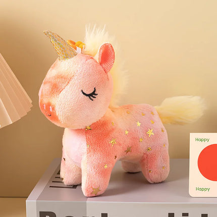 Doll Cute Sparkly Star Pattern Plush Unicorn Keychain Soft Fluffy Stuffed Toy Bag Pendant Claw Machine Prize Party Gift
