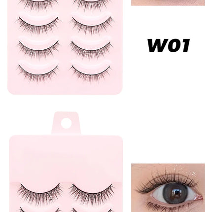 DINGSEN 5 Pairs Manga Lashes Eyes Lashes Soft Natural Long Eyelashes Fake Lashes Anime Wispy Strip False Eyelashes Makeup