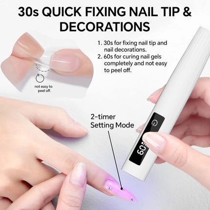 UV Nail Light Handheld Nail Lamp - Timer, Adjustable Stand and LED Indicator, Rechargeable Nail Dryer for Fast Drying, Gel Nails
