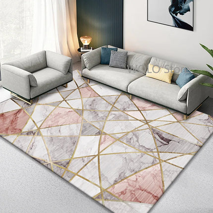 Nordic Marble Geometry Carpets for Living Room Light Luxury Large Area Home Decor Rugs Bedroom Non-slip Soft Floor Mats Washable