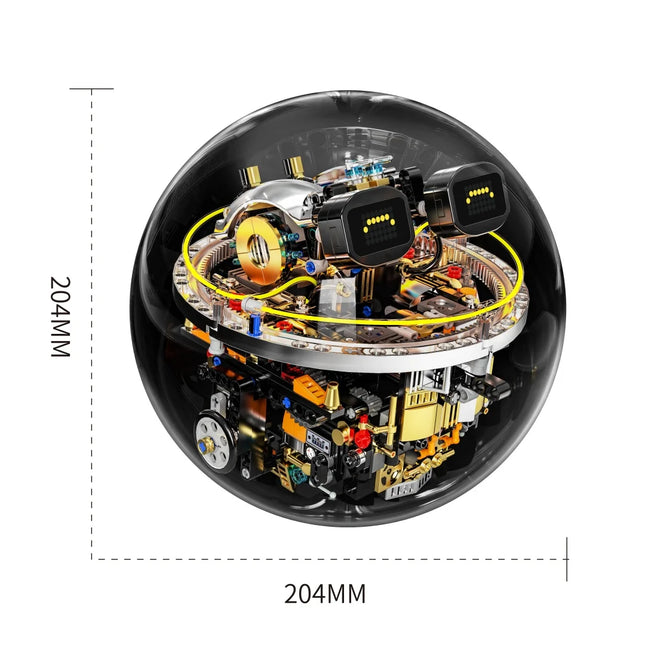 804PCS Programmable Spherical Robot with Remote Control Building Blocks Set, Desktop Ornament, Assembly Toy, Birthday Gift