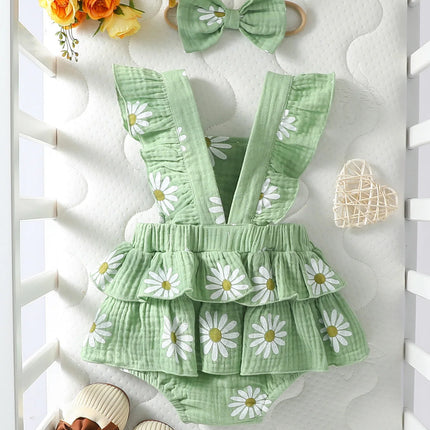 Baby's  Lovely Cute Girls Summer Sleeveless Printing Daisy  Japan&Korean Jumpsuits
