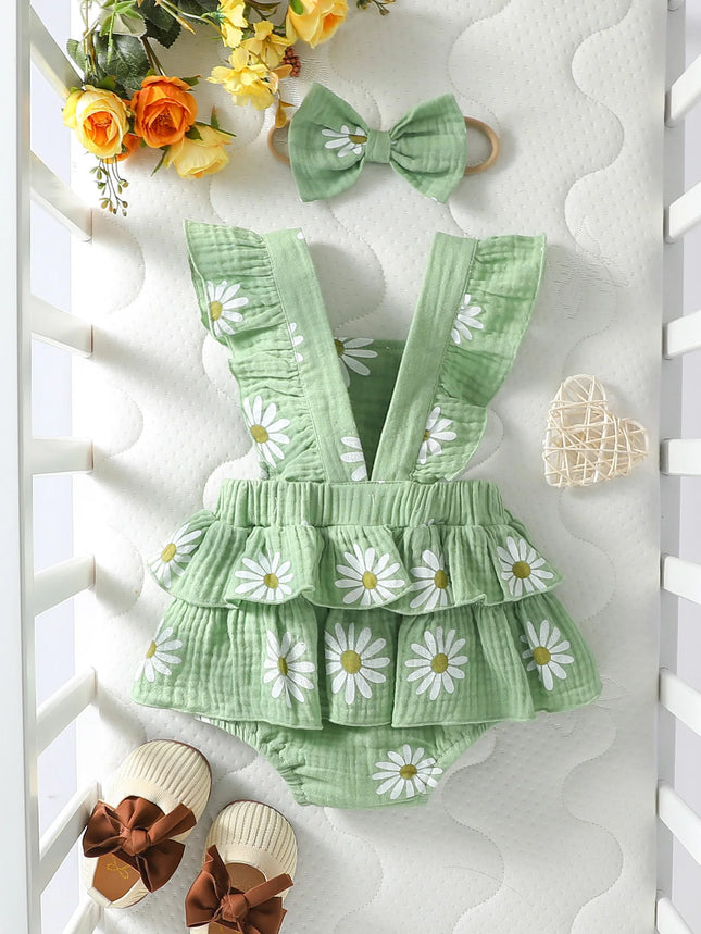 Baby's Lovely Cute Girls Summer Sleeveless Printing Daisy Japan & Korean Jumpsuits