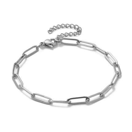 5pcs/Lot 17-22cm Stainless Steel Paperclip Cross Link Chain Bracelet Women Handmade DIY Charm Fashion Jewelry Making