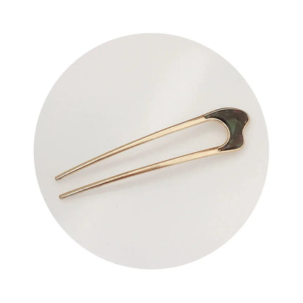Fashion Luxury Hair Clips Silver Gold Hair Accessories Elegant Enamel Hairpin For Women Metal U Shape Hair Stick Alloy Ornament