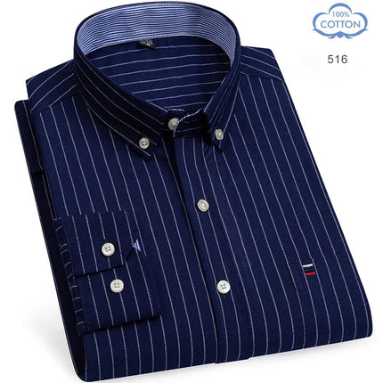 2026 New IN Shirt  Designer Clothes 100% Pure Cotton Oxford Shirts for Men Long Sleeve  Plaid Shirt Striped Male BusinessTartan