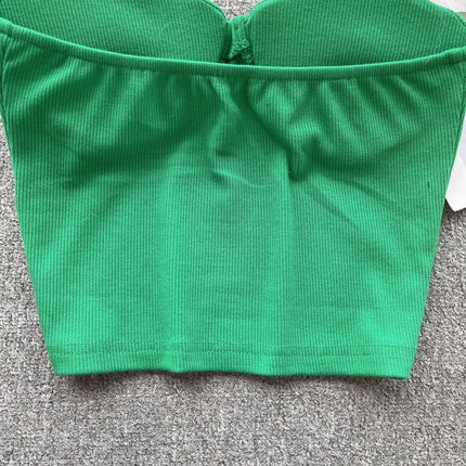 Strapless Western Style Skinny Tanks Camis for Women Summer Casual Solid Colours Female Corset Crop Tube Tops with Built In Bras