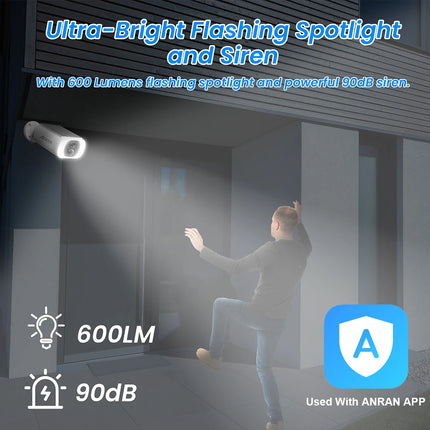 ANRAN 2K Solar Camera Built-in Battery 3MP 2.4G WIFI Security Camera Flood lights Free Basic Cloud Storage Color Night Vision