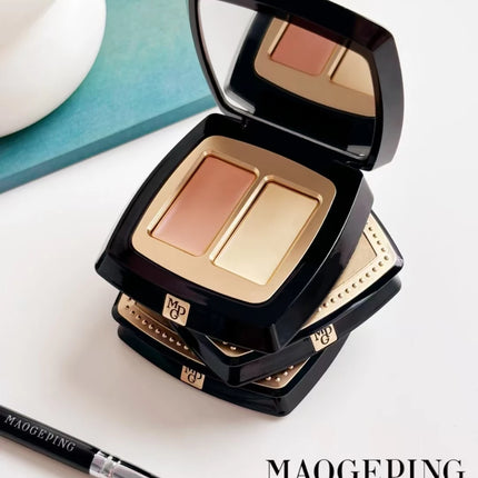 Maogeping Beauty Professional Double Color Concealer Palette High Coverage Moisturizing Concealer Makeup 3g